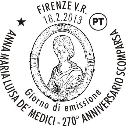 L'annullo filatelico per l'ultima discendente Medici