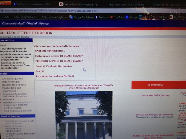 Avvisi della facoltà di Lettere e Filosofia su Unifi