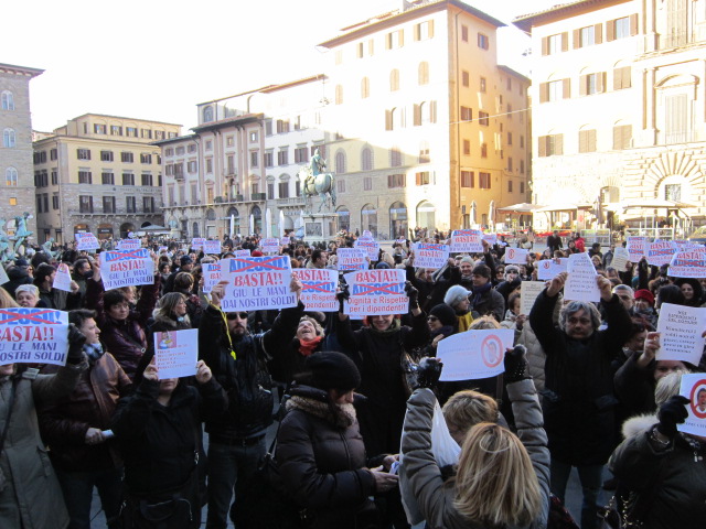 Presidio dei lavoratori di fronte Palazzo Vecchio