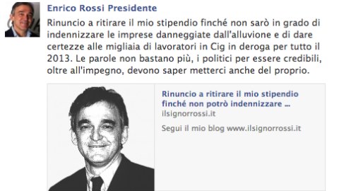 Il post di Enrico Rossi su Facebook