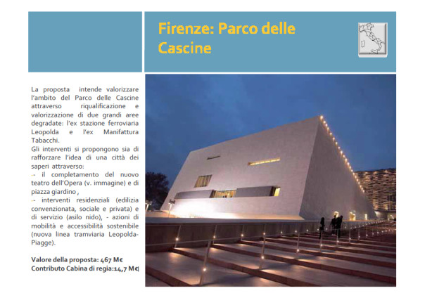 La parte che riguarda le Cascine nel progetto del Ministero delle Infrastrutture