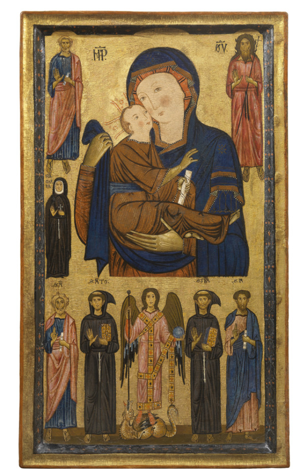 La terza opera è un dittico della metà del Duecento attribuito a Bonaventura Berlinghieri, figlio di Berlinghiero capostipite della pittura lucchese, raffigurante la Madonna col Bambino e santi e la Crocifissione. L’intervento condotto da Manola Bernini ha consentito il recupero di una buona leggibilità per un’opera che, a circa trent’anni di distanza dalla sua esecuzione verso 1290, fu sottoposta a un interessante intervento di ‘aggiornamento’ stilistico-culturale nei volti della Madonna e del Bambino da parte di un artista identificabile probabilmente con il lucchese Deodato Orlandi.