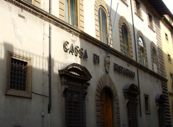 La sede storica della Cassa di Risparmio di Firenze in via Bufalini, oggi ospita l'Ente Cassa 