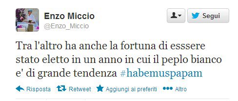 Uno dei tweet satira che spopola sul web in merito alla proclamazione del nuovo papa