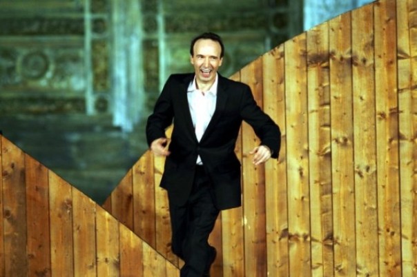 Roberto Benigni nell'edizione 2012 di TuttoDante in Santa Croce a Firenze