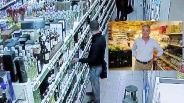 Il titolare del negozio Giancarlo Crocini e una ripresa delle telecamere