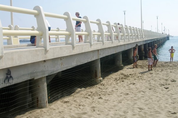 Via la rete metallica anti vu cumprà dal pontile di Forte dei Marmi