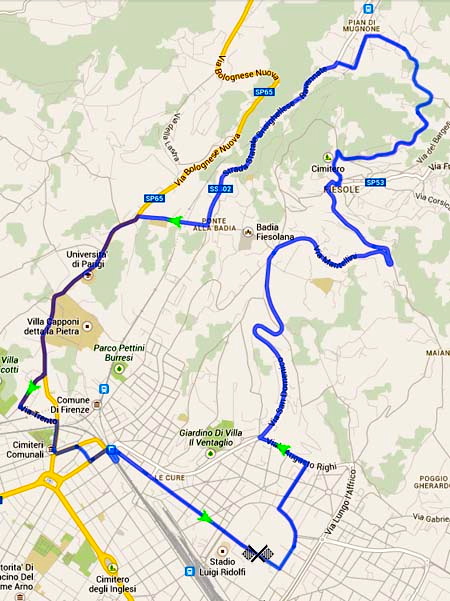 Il percorso dei mondiali a Firenze e Fiesole