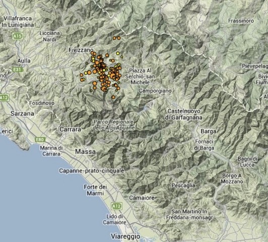 La zona del terremoto tra Lunigiana e Garfagnana