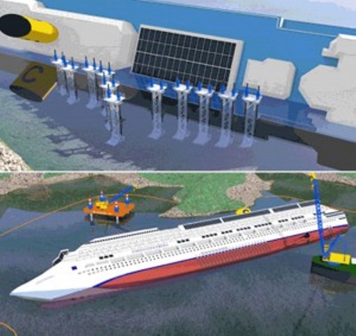 Simulazione delle operazioni di rotazione del relitto