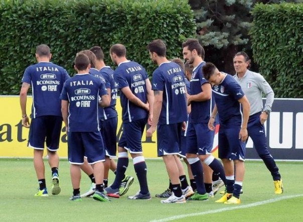 Allenamento degli azzurri a Coverciano