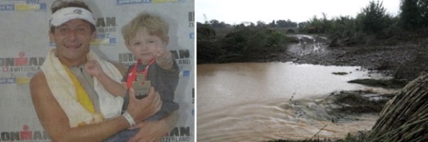 Markus e Yannick Link ed il torrente Satello che li ha travolti