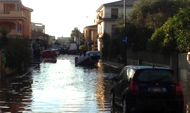 Un' immagine dei danni dell'alluvione in Sardegna
