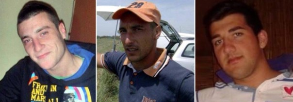da sinistra le due vittime Andrea Fruzzetti e Enrico Baria, e il presunto omicida Andrea Mazzi