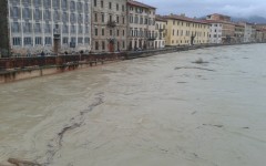 Arno in piena a Pisa
