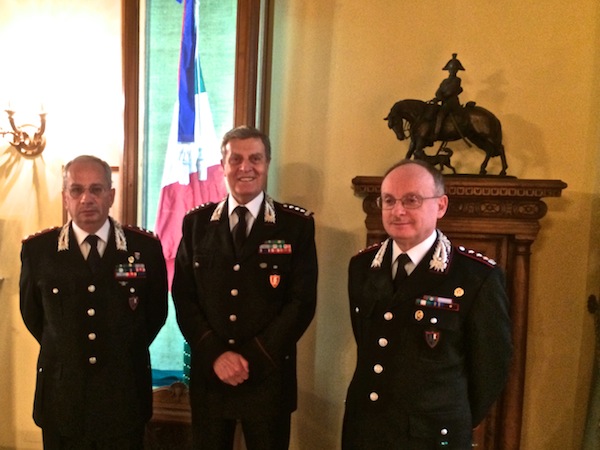 da sin. generale Aldo Visone, generale Ugo Zottin, colonnello Carlo Corbinelli