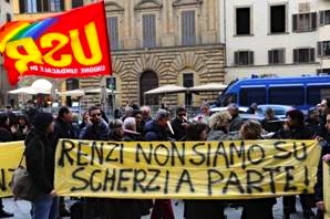 Manifestazione sindacale davanti a Palazzo Vecchio 1