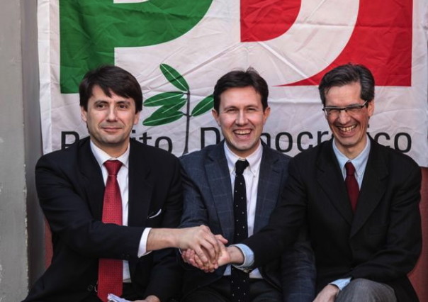 I candidati Jacopo Ghelli, Dario Nardella e Alessandro Lo Presti