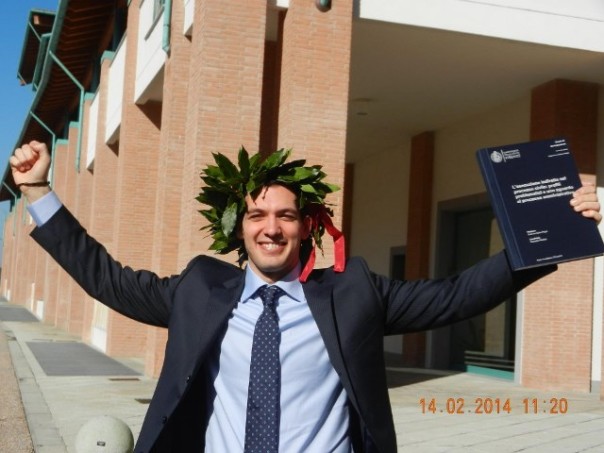Samuele Martini il giorno della sua laurea in Giurisprudenza