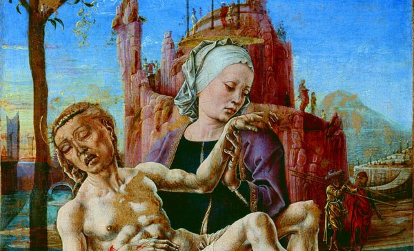 Cosmè Tura(1433 ca. - 1495), Cristo in pietà sorretto dalla Vergine, 1460 ca., Venezia, Museo Correr. 