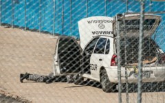 L'intervento della polizia presso lo stadio di Manaus