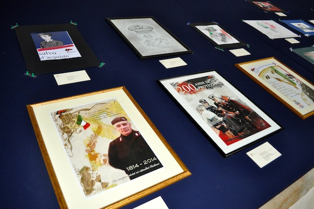 Tra le opere esposte una è dedicata al maresciallo Giuseppe Giangrande 