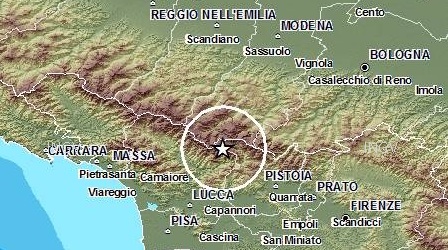 L'epicentro del terremoto