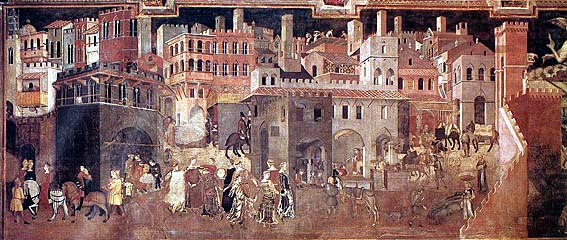 L’«Allegoria del Buono e del Cattivo Governo» di Ambrogio Lorenzetti nel Palazzo Pubblico di Siena.