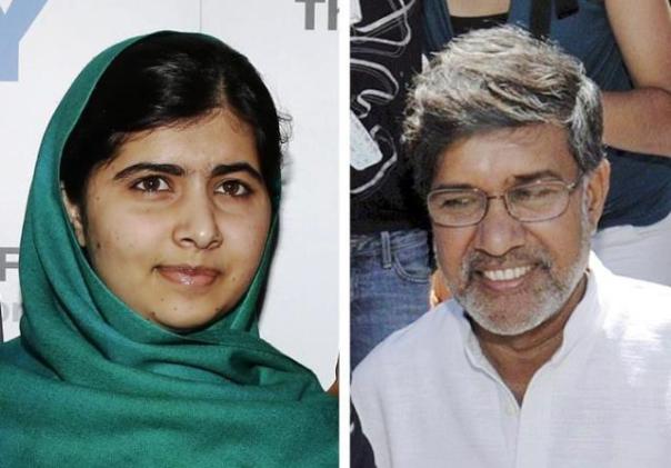 Malala Yousafzai (a sinistra) e Kailash Satyarthi (a destra): Premi Nobel per la Pace 2014