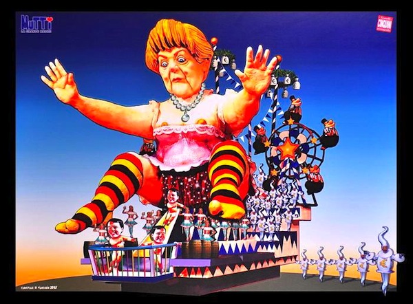 Angela Merkel  sul carro di Viareggio: stavolta partorirà tanti piccoli ... Renzini