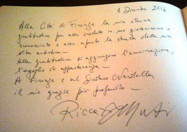 Il messaggio di Riccardo Muti sul libro d'onore di Palazzo Vecchio