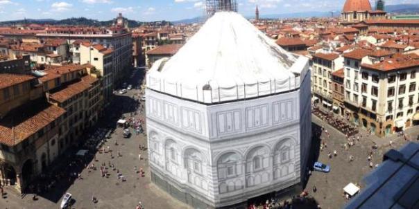 Lavori di restauro al Battistero di Firenze