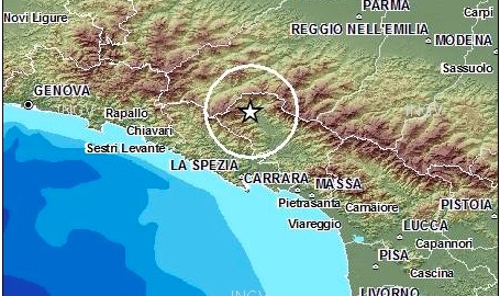 La zona colpita dal sisma