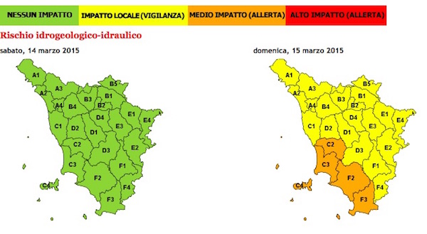 Allerta meteo per domenica 15 marzo