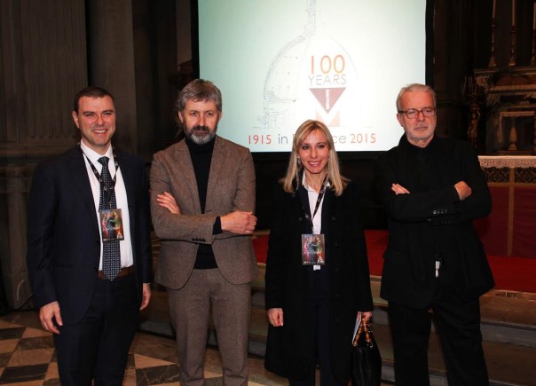 Alberto Giovanni e Lucia Aleotti con gli autori del volume Pontormo Carlo Falciani e Antonio Natali.