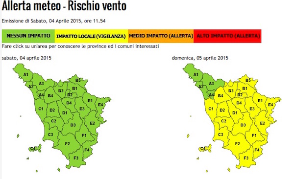 Allerta vento per domenica di Pasqua