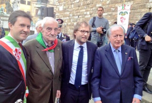 Firenze, 25 arile 2015, 70° della Liberazione da sin. Nardella, Sarti, Lotti, Walters Churchill