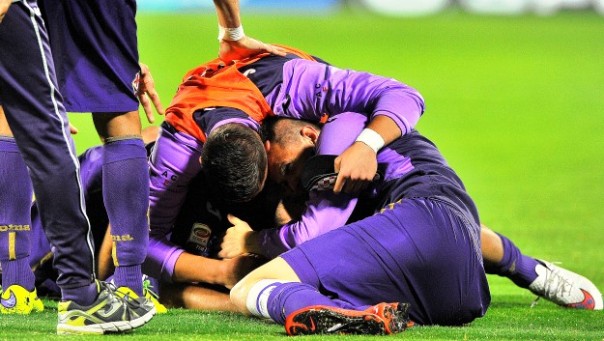 Fiorentina-Chievo, l'esultanza dei viola. Dopo la gioia del quarto posto la necessità di ricostruire (foto Giacomo Morini)