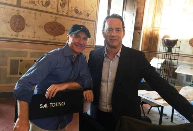 Firenze, per le riprese di Inferno, Tom Hanks (a destra) con Dan Brown