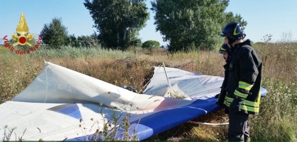 Il deltaplano precipitato a San Miniato