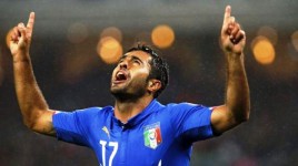 Azerbaigian-Italia, Eder esulta dopo il gol del vantaggio