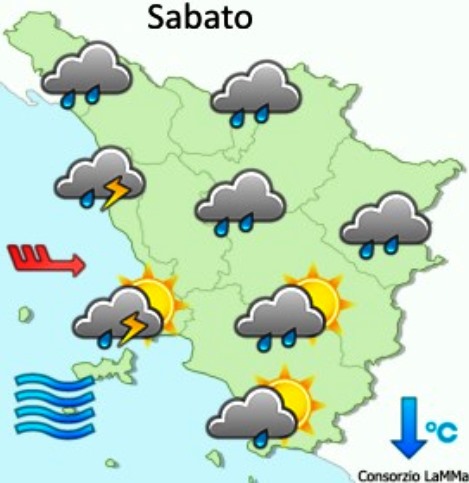 Consorzio Lamma, previsione meteo per sabato 21 novembre