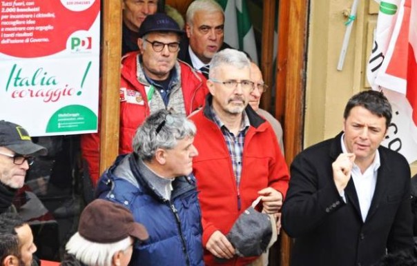 Matteo Renzi a Rignano, dove ha aperto la campagna di tesseramento del Pd "Italia coraggio!"