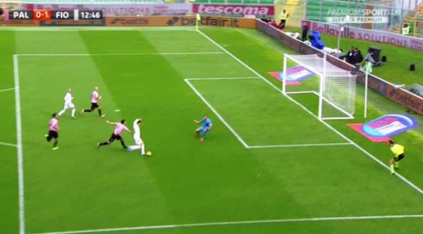 Palermo-Fiorentina, il primo gol di Ilicic (foto Twitter - @Sport_Mediaset)