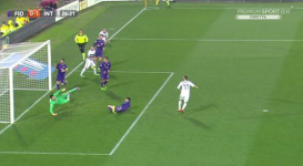 Il gol di Brozovic, nel primo tempo, che ha dato il momentaneo vantaggio all'Inter (Foto Meadiaset)