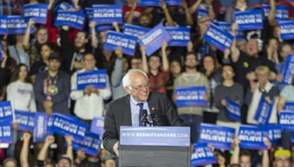 Democratic presidential candidate Sen. Bernie Sanders speaks at a campaign stop Saturday, March 26, 2016, in Madison, Wis. (AP Photo/Andy Manis)