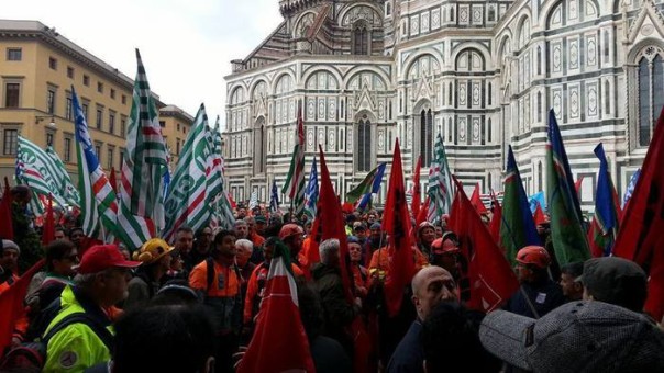 Manifestazione operai forestali a Firenze