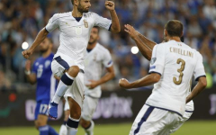 L'esultanza degli azzurri sul momentaneo 2-0