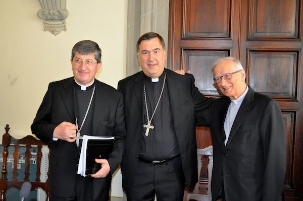 da sinistra il vescovo Maniago e i cardinali Betori e Piovanelli