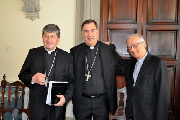 da sinistra il vescovo Maniago e i cardinali Betori e Piovanelli